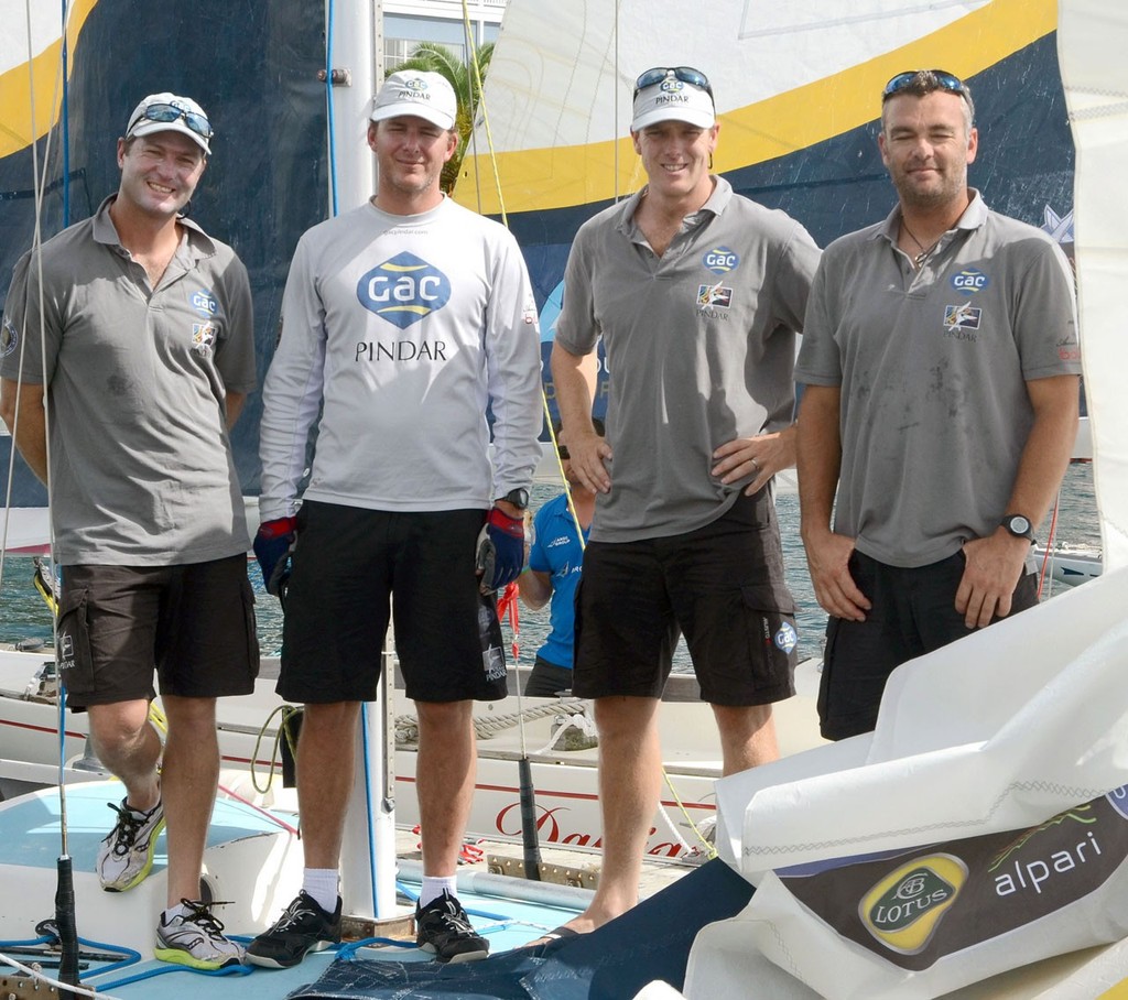 Team GAC Pindar including (L-R) Mal Parker, Bill Hardesty, skipper Ian Williams, and Gerry Mitchell is currently tops on the Tour. Williams is the top seed in the Argo Group Gold Cup 2012 with racing Oct. 2-7 in Hamilton, Bermuda. ©  Talbot Wilson / Argo Group Gold Cup http://www.argogroupgoldcup.com/